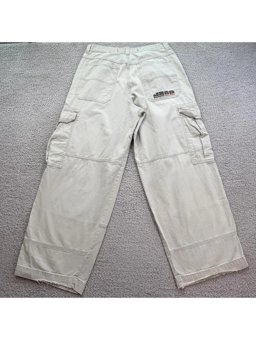Vintage JNCO Jeans J375T Khaki Cargo Pants Made In USA 36x32 Wide Leg Y2K Skater